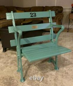 1923 New York Yankee Stadium Seat Chair With Plaque In Original Seafoam Green