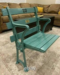 1923 New York Yankee Stadium Seat Chair With Plaque In Original Seafoam Green