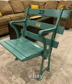 1923 New York Yankee Stadium Seat Chair With Plaque In Original Seafoam Green