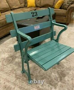 1923 New York Yankee Stadium Seat Chair With Plaque In Original Seafoam Green