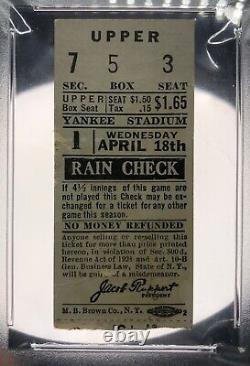 1923 New York Yankees Opening Day Ticket Babe Ruth