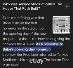 1923 Opening Day 1st Game @yankees Stadium House Ruth Built Babe Hr Ticket Psa
