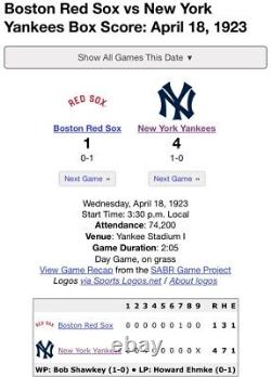 1923 Opening Day 1st Game @yankees Stadium House Ruth Built Babe Hr Ticket Psa