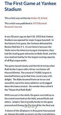 1923 Opening Day 1st Game @yankees Stadium House Ruth Built Babe Hr Ticket Psa