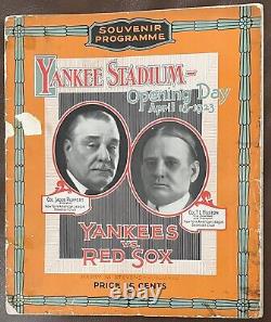 1923 Yankee Stadium Opening Day Inaugural Game Program Babe Ruth Home Run