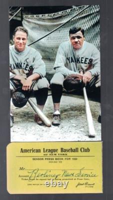 1930 New York Yankees Press Book Pass Cover Yankee Stadium Babe Ruth Lou Gehrig