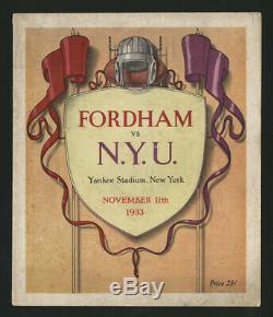 1933 Fordham Nyu Football Program New York Yankees Stadium Vince Lombardi Frosh