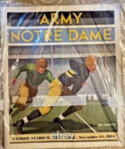 1934 Army vs Notre Dame Football Program Yankee Stadium Original Vintage