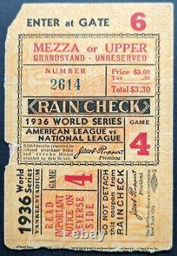1936 World Series Game 4 Yankee Stadium Program+Ticket Lou Gehrig HR N. Y Giants