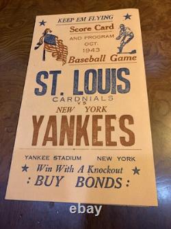 1943 October St Louis Cardinals Vs New York Yankees Score Card Yankee Stadium