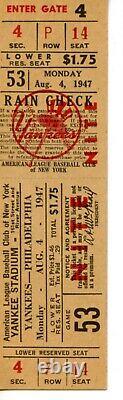 1947, August 4, New York Yankees vs Philadelphia Athletics Full Ticket