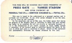 1947 New York Yankee Stadium Press Season Ticket Pass World Champ/DiMaggio MVP
