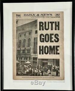 1948 Babe Ruth New York Daily News Babe Goes Home To Yankee Stadium Newspaper