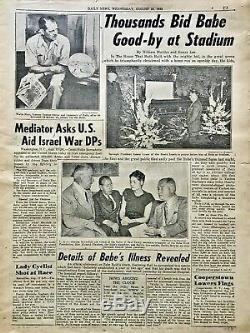 1948 Babe Ruth New York Daily News Babe Goes Home To Yankee Stadium Newspaper