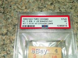 1949 New York Yankees Baseball Ticket Stub Joe DiMaggio Appreciation Stadium Day