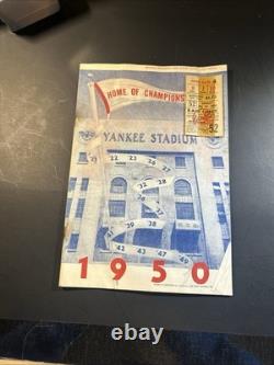 1950 Yankee Stadium Official Program & Ticket Stub. Home Of Champions Vintage