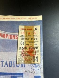 1950 Yankee Stadium Official Program & Ticket Stub Home Of Champions Vintage