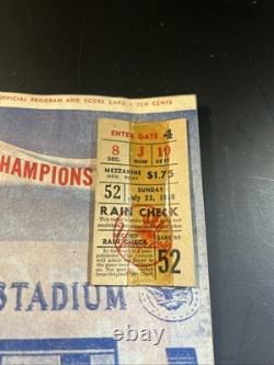 1950 Yankee Stadium Official Program & Ticket Stub. Home Of Champions Vintage
