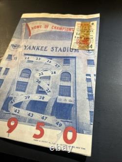 1950 Yankee Stadium Official Program & Ticket Stub Home Of Champions Vintage