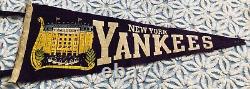 1950's PURPLE Felt NEW YORK YANKEES STADIUM 27.5 Pennant MICKEY MANTLE