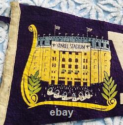 1950's PURPLE Felt NEW YORK YANKEES STADIUM 27.5 Pennant MICKEY MANTLE