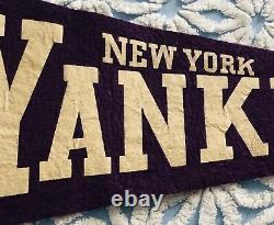 1950's PURPLE Felt NEW YORK YANKEES STADIUM 27.5 Pennant MICKEY MANTLE