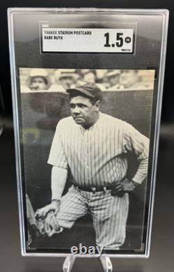 1950s YANKEE STADIUM BABE RUTH POSTCARD SOUVENIR SGC GRADED