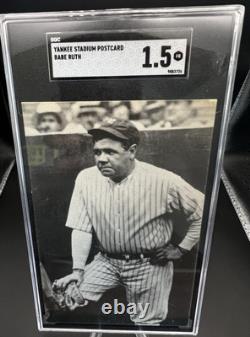 1950s YANKEE STADIUM BABE RUTH POSTCARD SOUVENIR SGC GRADED