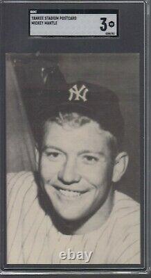 1950s Yankee Stadium Souvenir Postcard Mickey Mantle New York Yankees SGC 3 VG