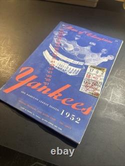 1952 New York Yankees Game Program Score Card w Orig Ticket Stub