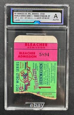 1957 World Series Game 1 Ticket Stub iCert Graded Yankee Stadium New York Braves