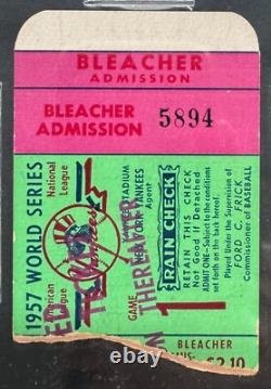 1957 World Series Game 1 Ticket Stub iCert Graded Yankee Stadium New York Braves