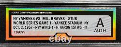1957 World Series Game 1 Ticket Stub iCert Graded Yankee Stadium New York Braves