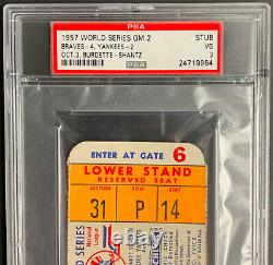 1957 World Series Ticket Game 2 Yankee Stadium New York vs Milwaukee PSA 3 VG