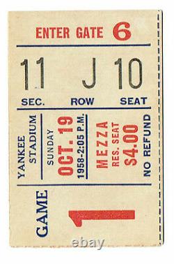 1958 New York Giants FOOTBALL Ticket Stub Yankee Stadium NM NFL GIFFORD oct 19