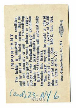 1958 New York Giants FOOTBALL Ticket Stub Yankee Stadium NM NFL GIFFORD oct 19