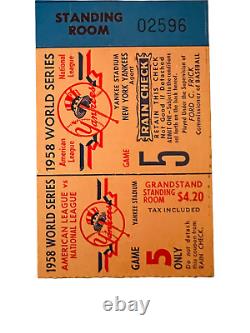 1958 World Series Yankees Braves Game 5 Stadium Ticket Stub 10/6/58