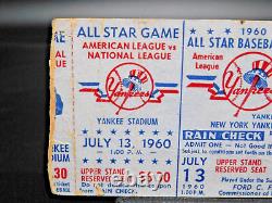 1960 MLB ALL STAR GAME TICKET at Yankee Stadium Mickey Mantle Willie May