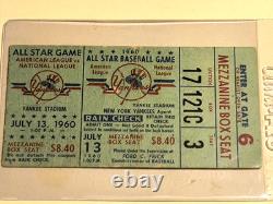 1960 Major League Baseball ALL STAR GAME Ticket Stub, Yankee Stadium 7-13-1960
