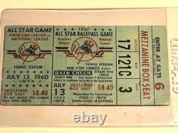 1960 Major League Baseball ALL STAR GAME Ticket Stub, Yankee Stadium 7-13-1960