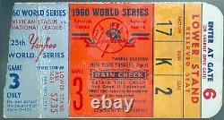 1960 World Series Game 3 Ticket Yankee Stadium New York vs Pirates icert Auth