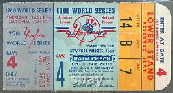 1960 World Series Game 4 Ticket Stub Yankee Stadium New York Authenticated iCert