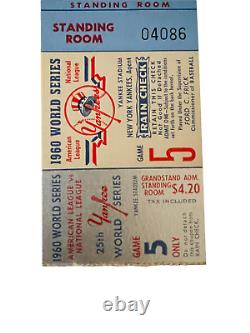 1960 World Series Yankees Pirates Game 5 Stadium Ticket Stub 10/10/60