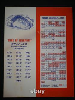 1961 New York Yankees Yearbook Souvenir Of Yankee Stadium Al Champions
