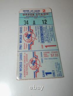 1961 World Series New York Yankees Stadium Game 1 Ticket Stub Whitey Ford v Reds