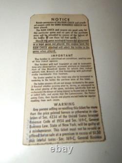 1961 World Series New York Yankees Stadium Game 1 Ticket Stub Whitey Ford v Reds