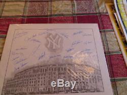 1961 new York Yankees Stadium print signed by 24 players berra, Ford, etc