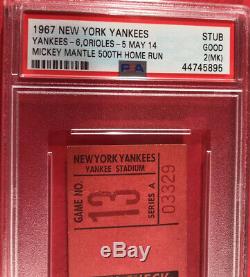 1967 Mickey Mantle 500 HR PSA Ticket At New York Yankees Stadium GD