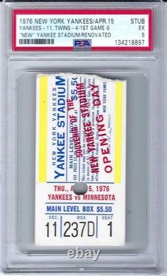 1976 Opening Day 1ST Game -New Yankee Stadium After Renovated Ticket Stub PSA 5