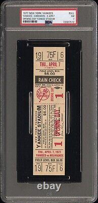 1977 New York Yankees Full Ticket Apr 7 Opening Day Yankee Stadium Psa 7 (7512)